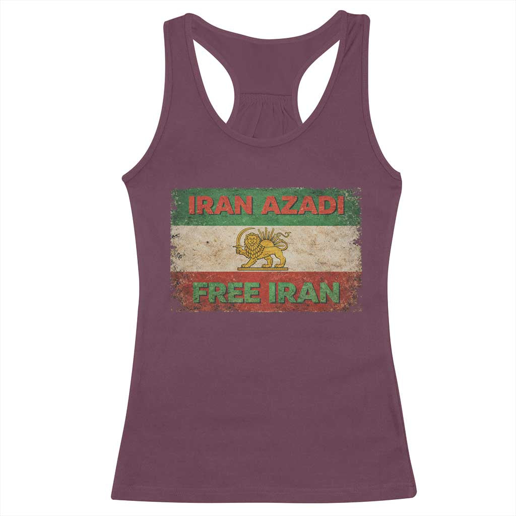 Iran Azadi Lion Sun Sword Flag Free Iran Revolution Racerback Tank Top TS11 Maroon Print Your Wear