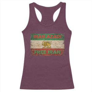 Iran Azadi Lion Sun Sword Flag Free Iran Revolution Racerback Tank Top TS11 Maroon Print Your Wear