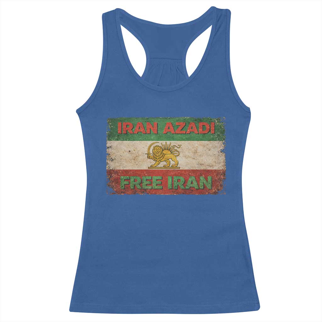 Iran Azadi Lion Sun Sword Flag Free Iran Revolution Racerback Tank Top TS11 Royal Blue Print Your Wear