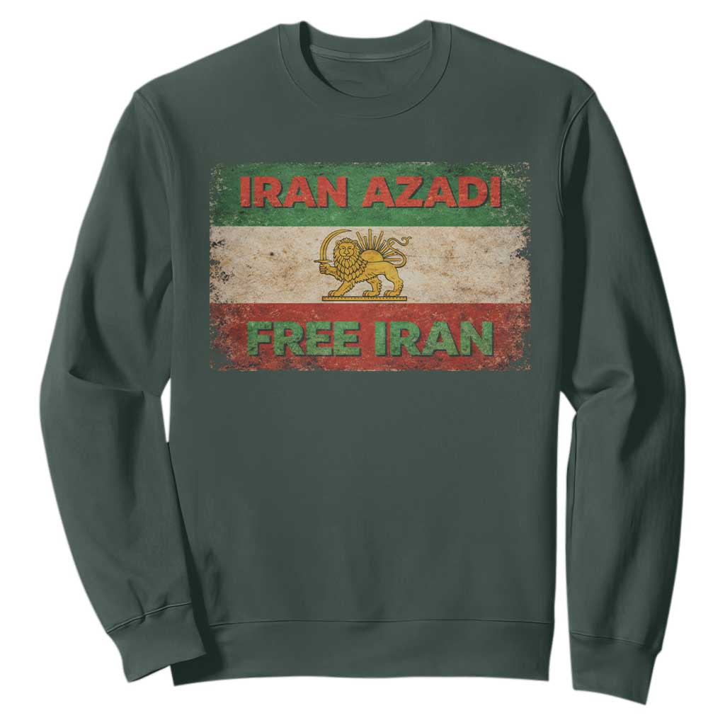 Iran Azadi Lion Sun Sword Flag Free Iran Revolution Sweatshirt TS11 Dark Forest Green Print Your Wear
