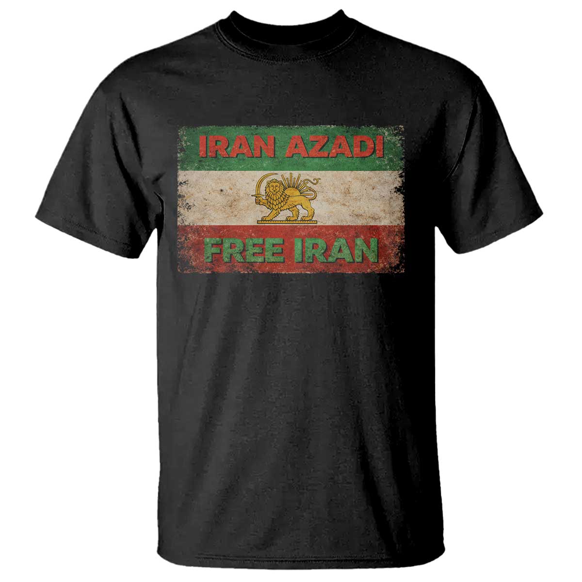 Iran Azadi Lion Sun Sword Flag Free Iran Revolution T Shirt TS11 Black Print Your Wear