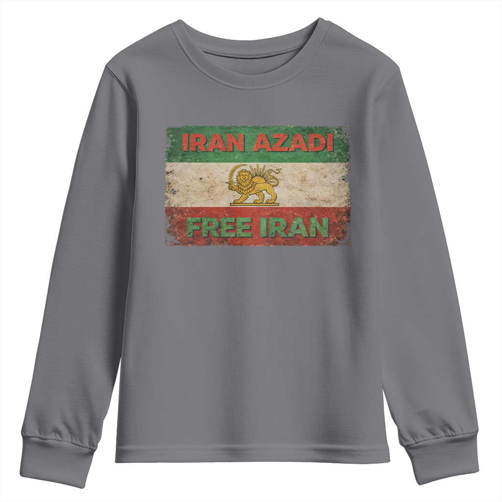 Iran Azadi Lion Sun Sword Flag Free Iran Revolution Youth Sweatshirt TS11 Charcoal Print Your Wear