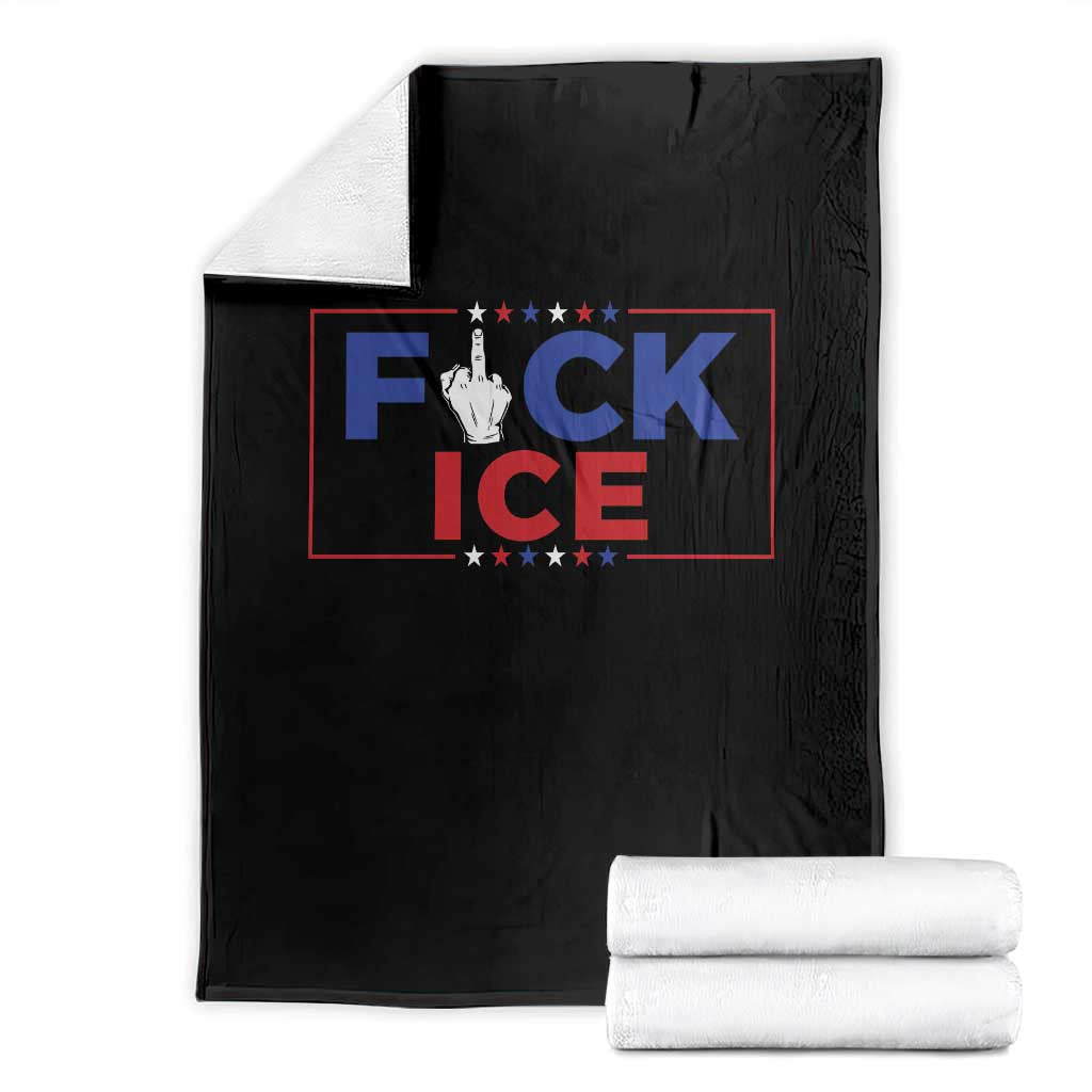 Funny Fck Ice Throw Blanket Immigration Activist Anti Deportation Middle Finger Graphic TS11 Black Print Your Wear