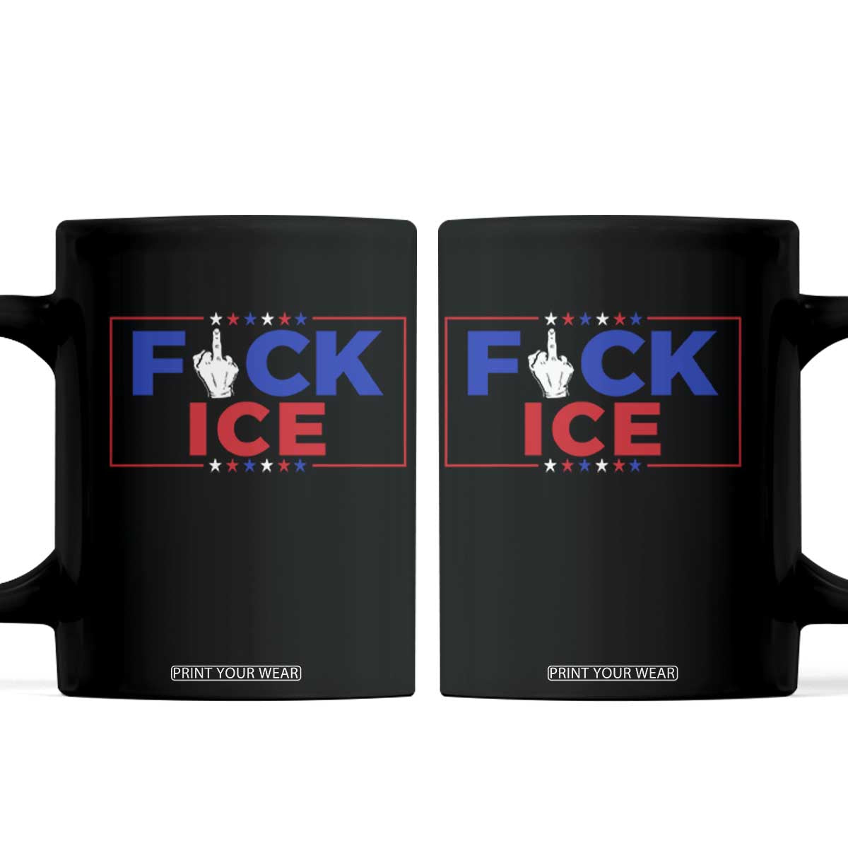 Funny Fck Ice Coffee Mug Immigration Activist Anti Deportation Middle Finger Graphic TS11 Black Print Your Wear