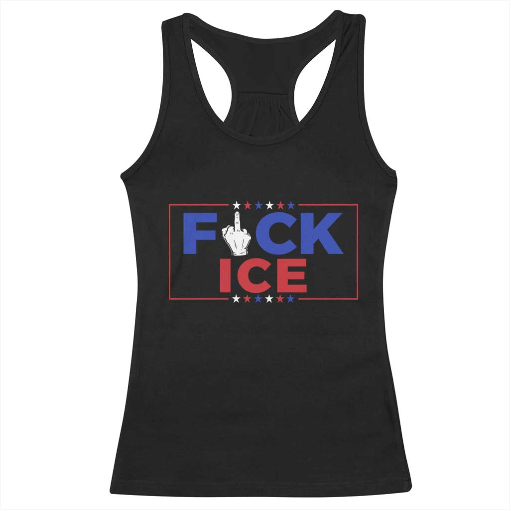 Funny Fck Ice Racerback Tank Top Immigration Activist Anti Deportation Middle Finger Graphic TS11 Black Print Your Wear