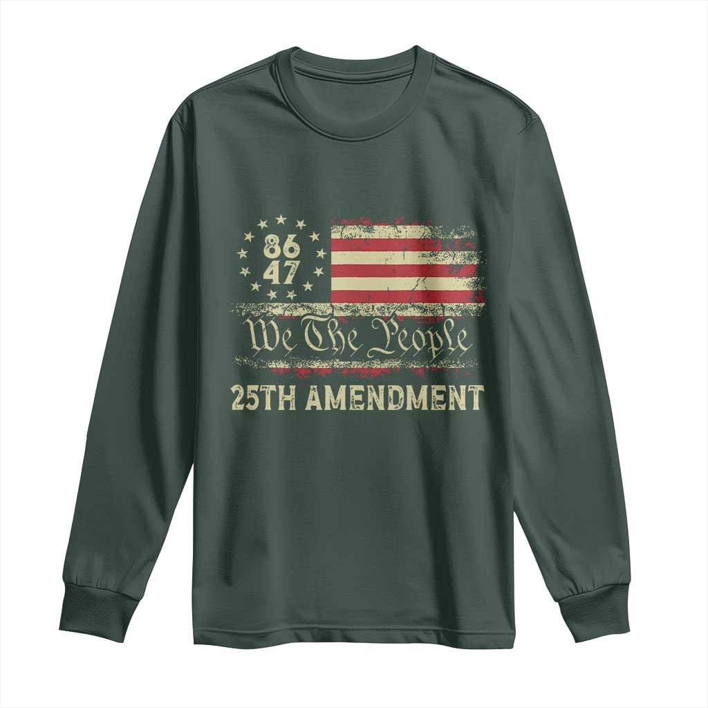 8647 Resist 25th Amendment Long Sleeve Shirt Vintage American Flag TS11 Dark Forest Green Print Your Wear