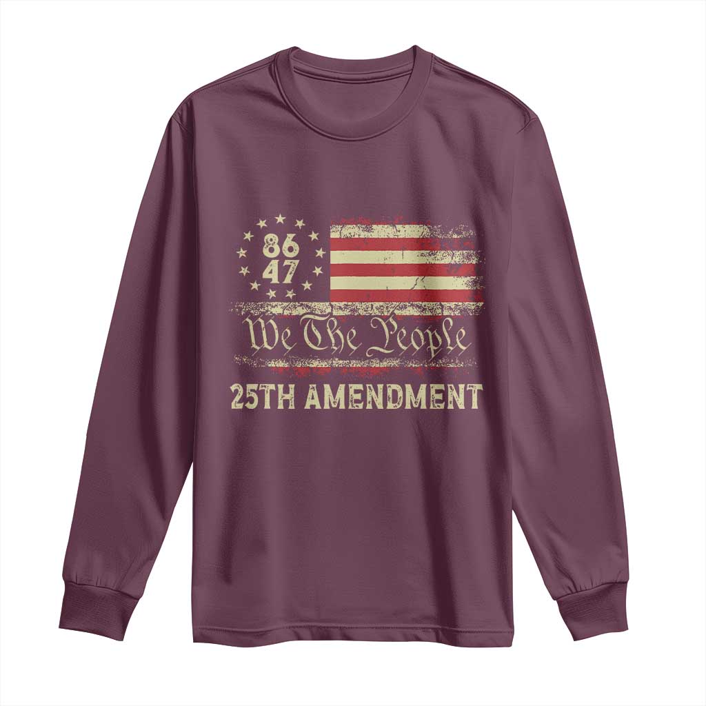 8647 Resist 25th Amendment Long Sleeve Shirt Vintage American Flag TS11 Maroon Print Your Wear