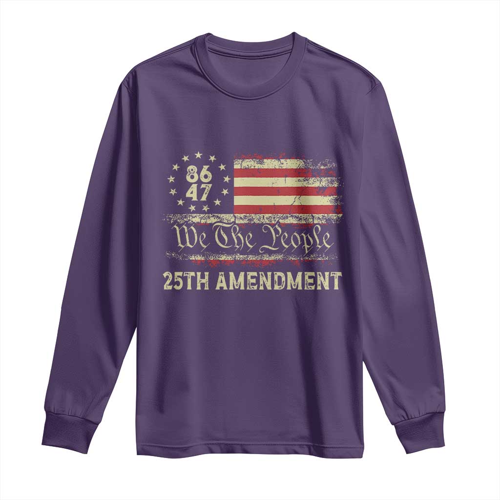 8647 Resist 25th Amendment Long Sleeve Shirt Vintage American Flag TS11 Purple Print Your Wear