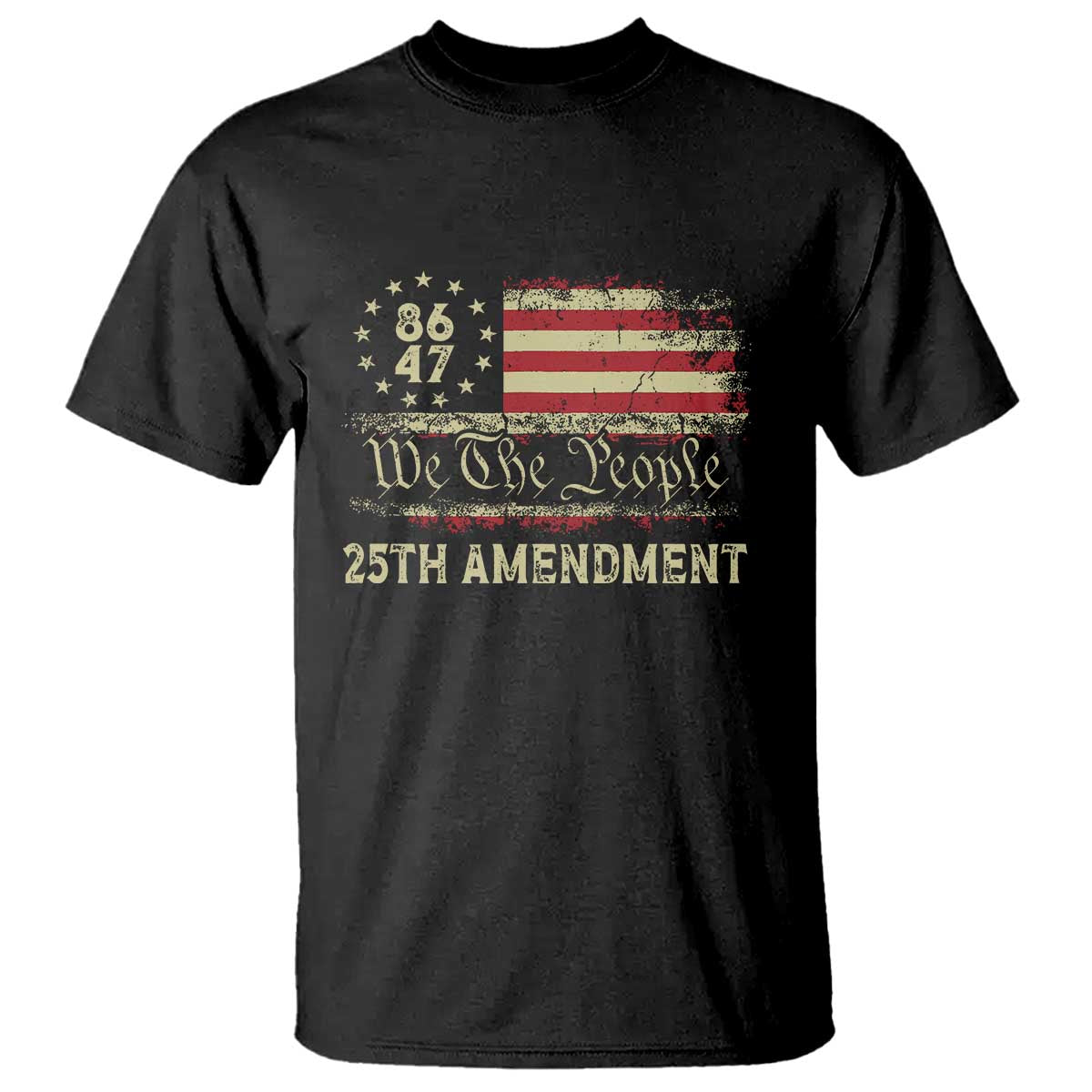 8647 Resist T Shirt - 25th Amendment Vintage American Flag Political Protest Tee TS11 Black Print Your Wear