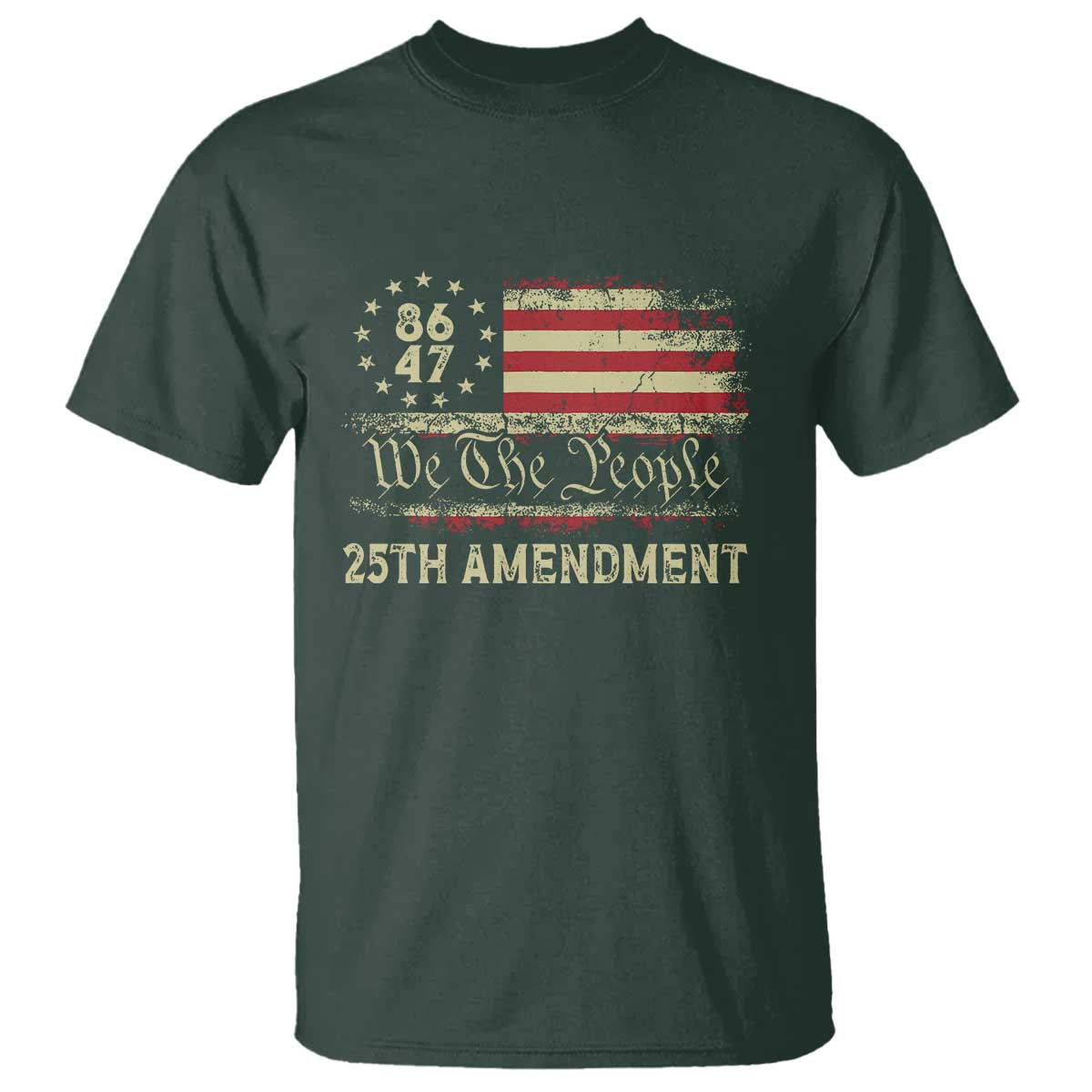 8647 Resist T Shirt - 25th Amendment Vintage American Flag Political Protest Tee TS11 Dark Forest Green Print Your Wear
