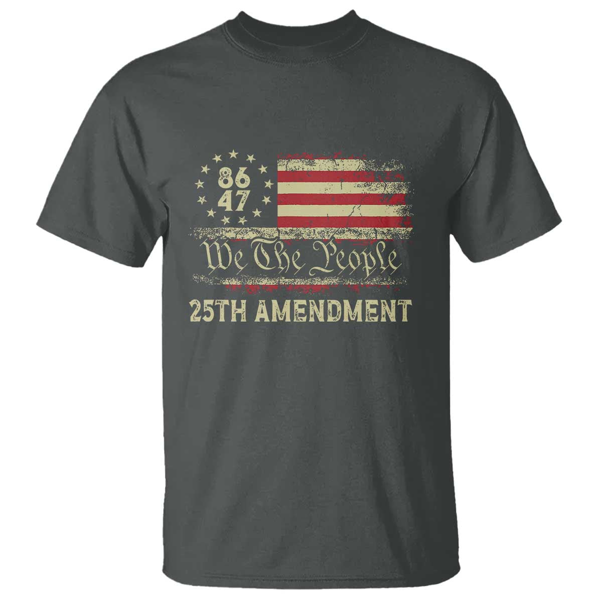 8647 Resist T Shirt - 25th Amendment Vintage American Flag Political Protest Tee TS11 Dark Heather Print Your Wear