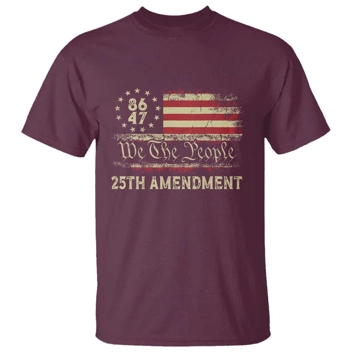 8647 Resist T Shirt - 25th Amendment Vintage American Flag Political Protest Tee TS11 Maroon Print Your Wear