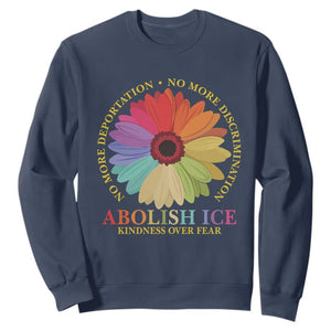 Abolish Ice Sweatshirt No More Deportation No More Discrimmination Kindness Over Fear TS11 Navy Print Your Wear