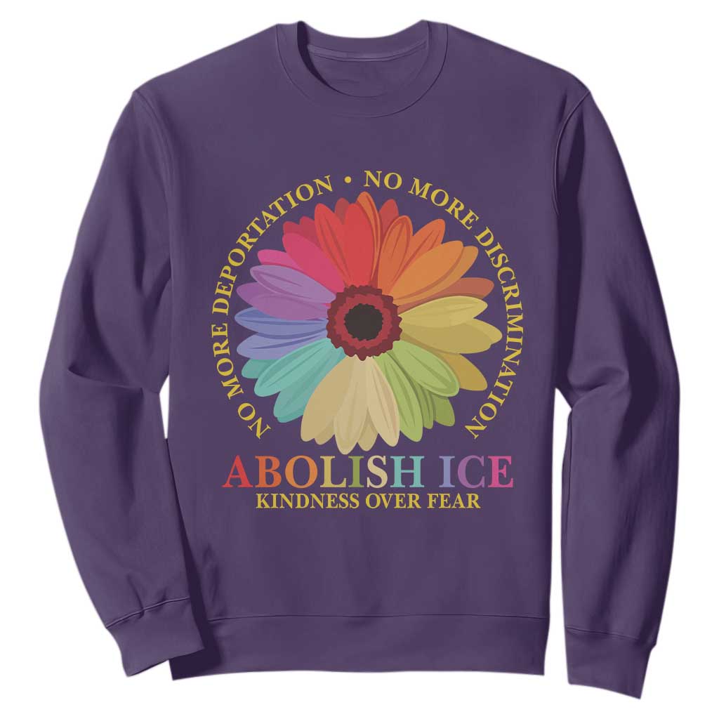 Abolish Ice Sweatshirt No More Deportation No More Discrimmination Kindness Over Fear TS11 Purple Print Your Wear