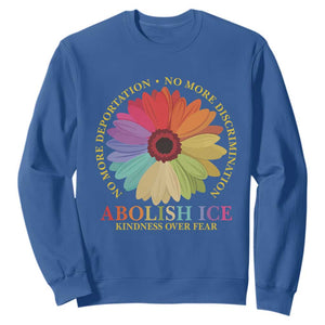 Abolish Ice Sweatshirt No More Deportation No More Discrimmination Kindness Over Fear TS11 Royal Blue Print Your Wear