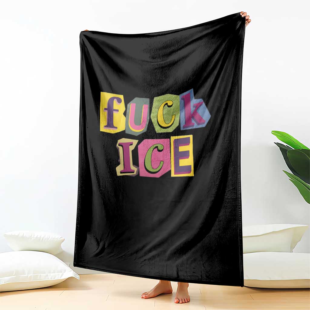 Fck Ice Throw Blanket Immigration Activist Magazine Cutout Paper Graphic TS11 Print Your Wear
