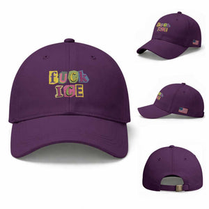 Fck Ice Baseball Cap Immigration Activist Magazine Cutout Paper Graphic TS11 Baseball Cap Universal Fit Purple Print Your Wear