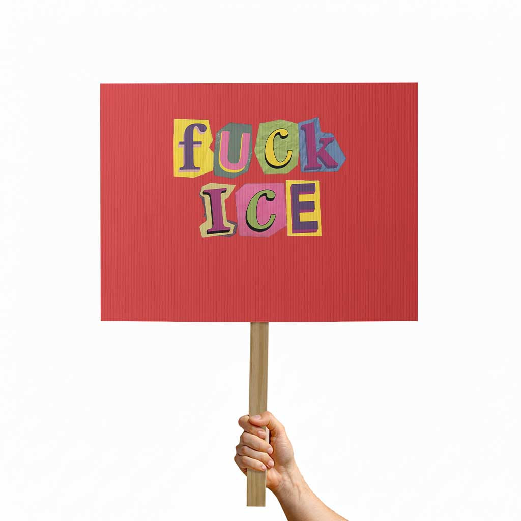 Fck Ice Protest Sign Immigration Activist Magazine Cutout Paper Graphic TS11 Horizontal 18