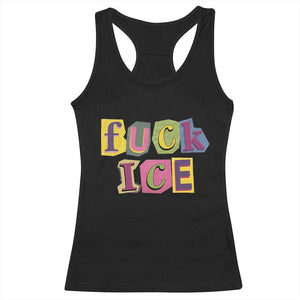 Fck Ice Racerback Tank Top Immigration Activist Magazine Cutout Paper Graphic TS11 Black Print Your Wear