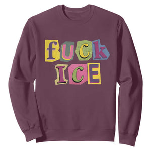Fck Ice Sweatshirt Immigration Activist Magazine Cutout Paper Graphic TS11 Maroon Print Your Wear