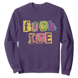 Fck Ice Sweatshirt Immigration Activist Magazine Cutout Paper Graphic TS11 Purple Print Your Wear