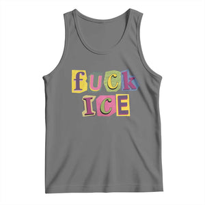 Fck Ice Tank Top Immigration Activist Magazine Cutout Paper Graphic TS11 Black Heather Print Your Wear