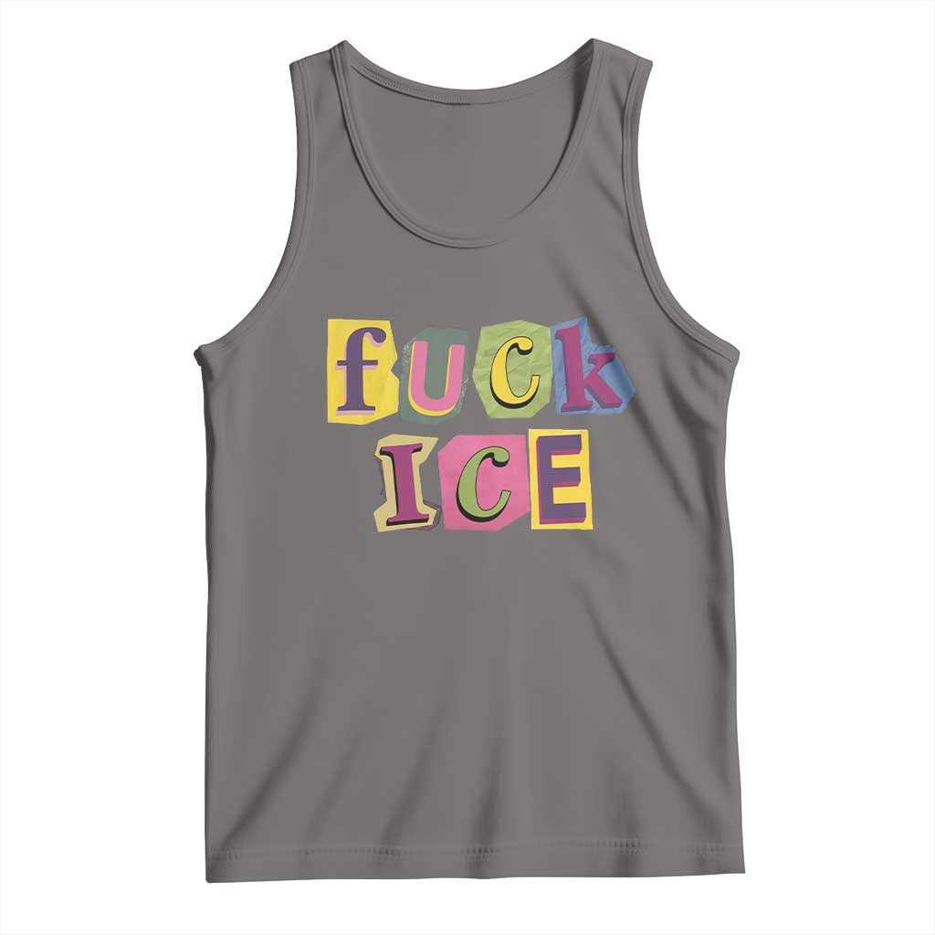 Fck Ice Tank Top Immigration Activist Magazine Cutout Paper Graphic TS11 Deep Heather Print Your Wear