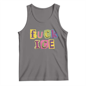 Fck Ice Tank Top Immigration Activist Magazine Cutout Paper Graphic TS11 Deep Heather Print Your Wear