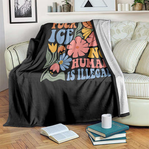 Fck Ice No Human Is Illegal Throw Blanket Immigration Rights Protest Rertro Floral TS11 Print Your Wear