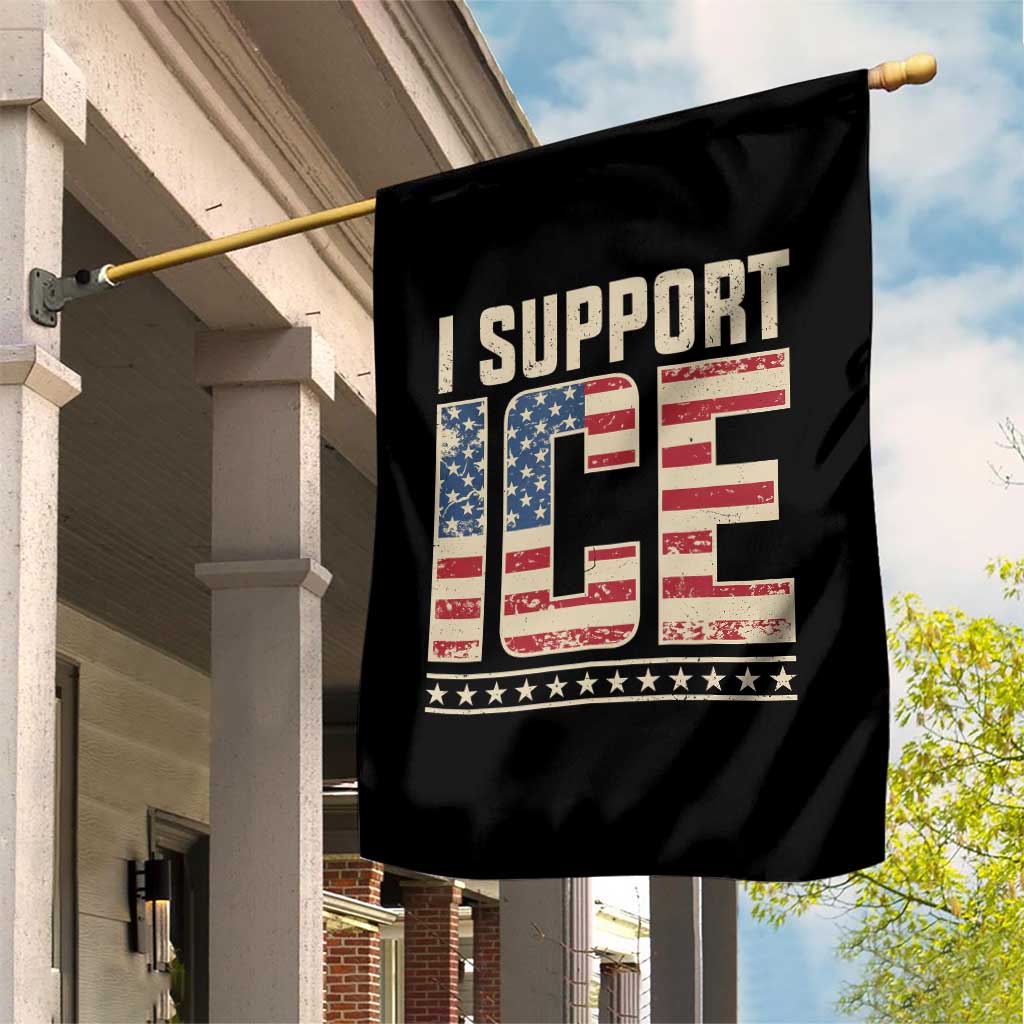 I Support ICE Garden Flag Immigration Officers Vintage American Flag TS11 Print Your Wear