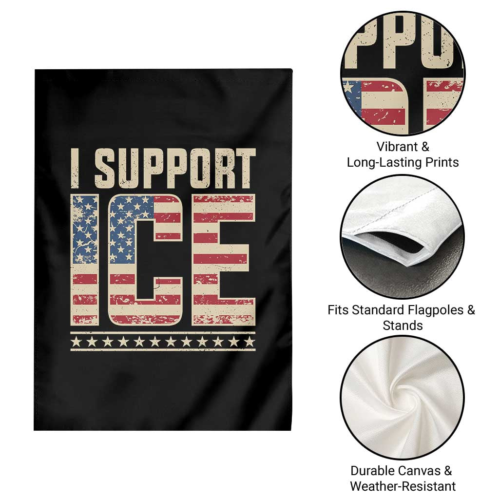 I Support ICE Garden Flag Immigration Officers Vintage American Flag TS11 Print Your Wear