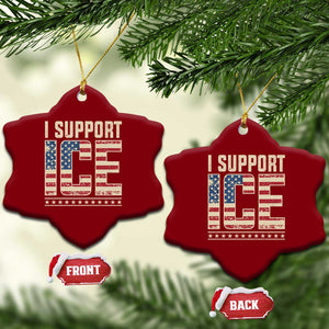 I Support ICE Ceramic Ornament Immigration Officers Vintage American Flag TS11 Print Your Wear