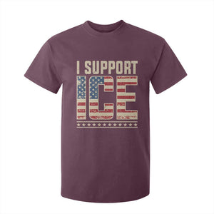 I Support ICE T Shirt For Kid Immigration Officers Vintage American Flag TS11 Maroon Print Your Wear