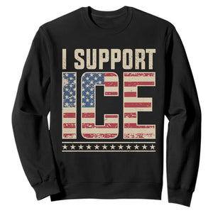 I Support ICE Sweatshirt Immigration Officers Vintage American Flag TS11 Black Print Your Wear