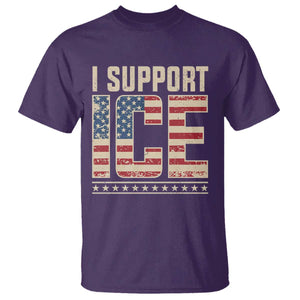 I Support ICE T Shirt - Immigration Officers Vintage American Flag Patriotic Support Tee TS11 Purple Print Your Wear