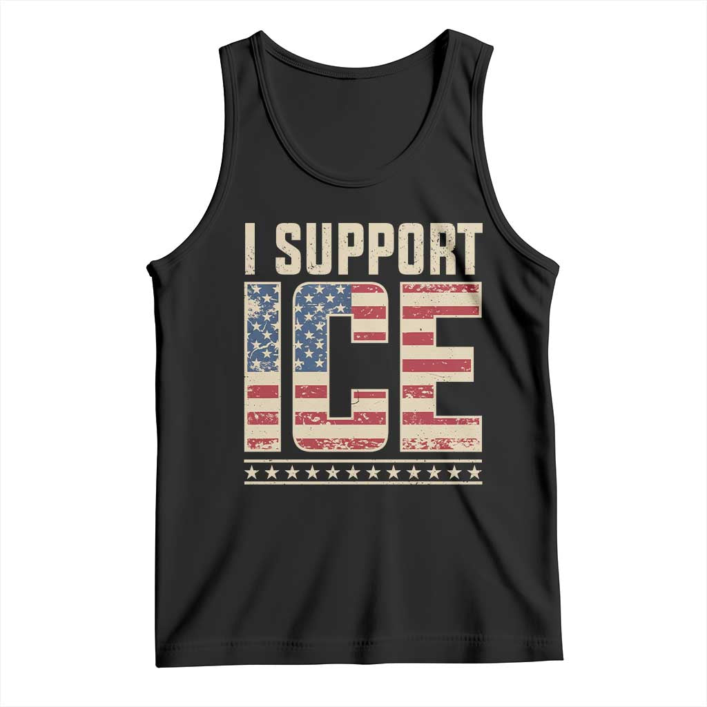 I Support ICE Tank Top Immigration Officers Vintage American Flag TS11 Black Print Your Wear