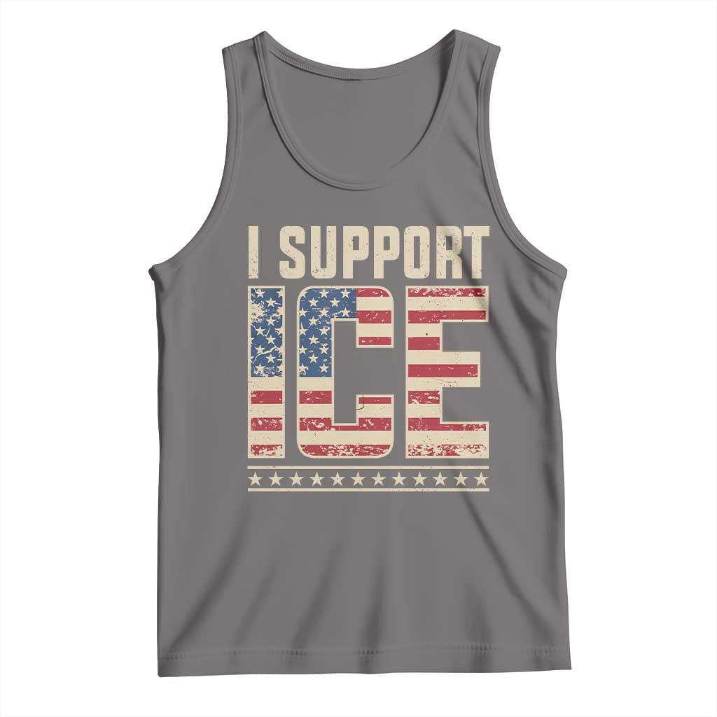 I Support ICE Tank Top Immigration Officers Vintage American Flag TS11 Deep Heather Print Your Wear