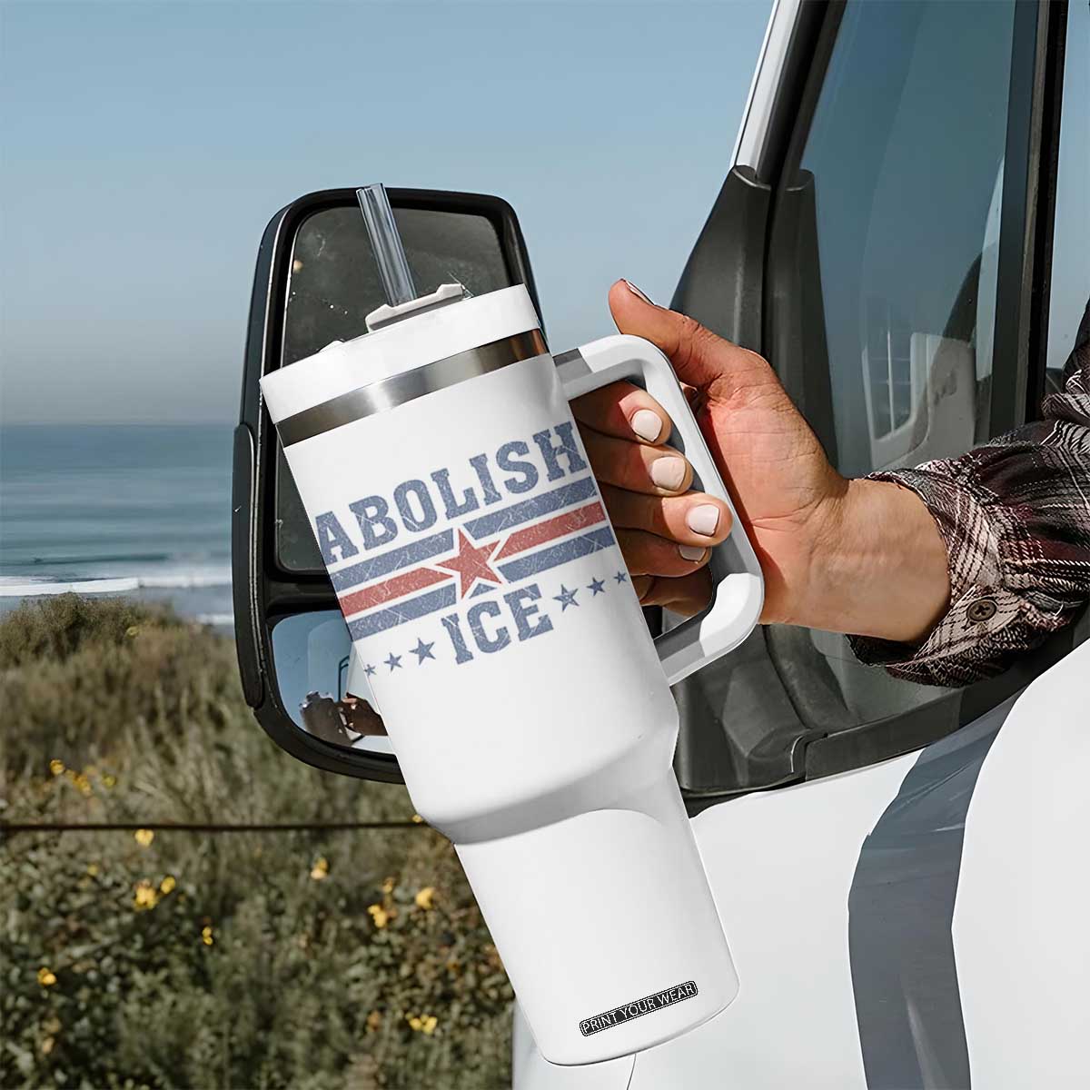 Abolish Ice Tumbler With Handle Resist Support Immigrants Refugees TS11 Print Your Wear