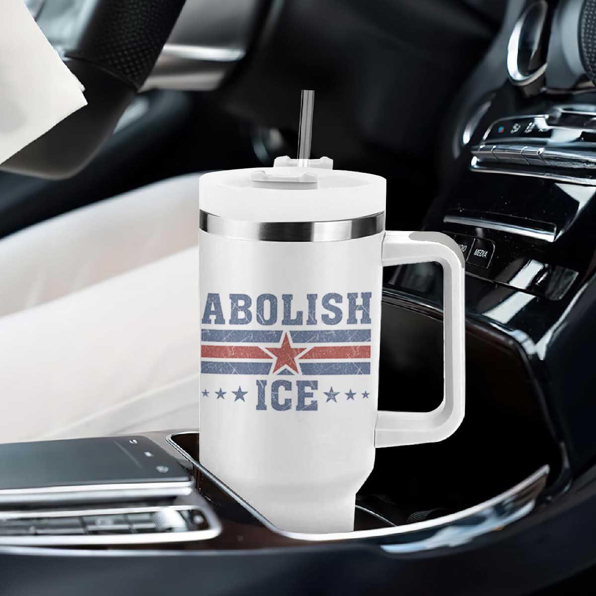 Abolish Ice Tumbler With Handle Resist Support Immigrants Refugees TS11 Print Your Wear