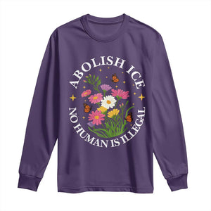 Abolish Ice No Human Is Illegal Long Sleeve Shirt Immigration Rights Protest TS11 Purple Print Your Wear