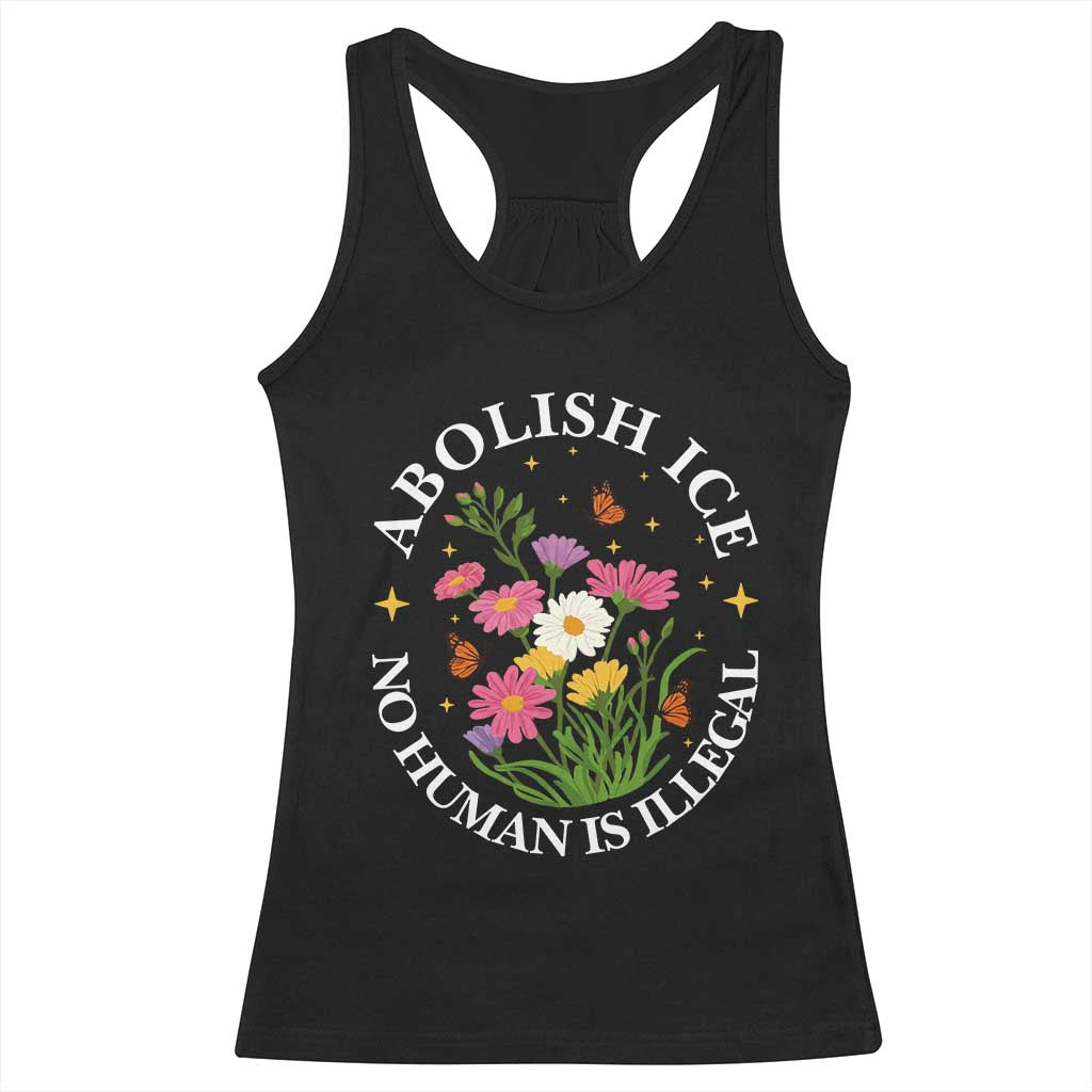 Abolish Ice No Human Is Illegal Racerback Tank Top Immigration Rights Protest TS11 Black Print Your Wear