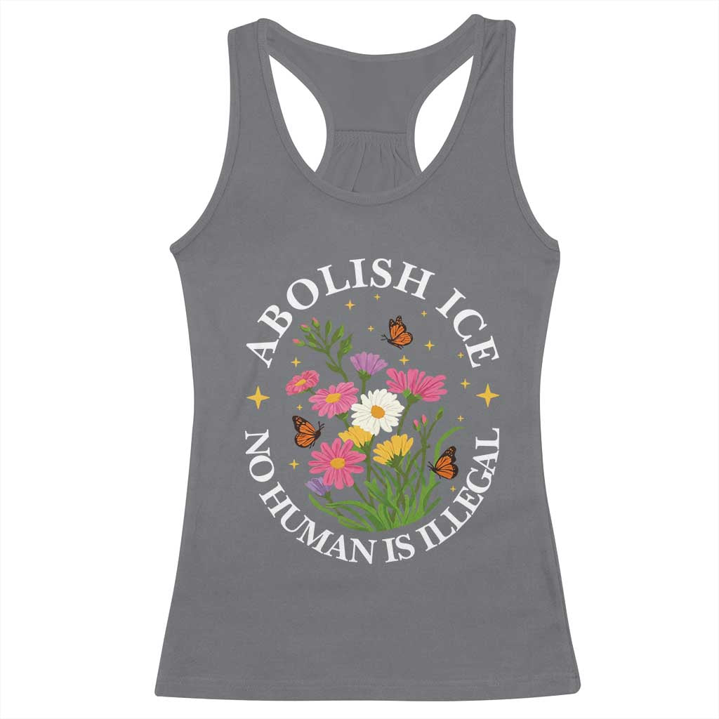 Abolish Ice No Human Is Illegal Racerback Tank Top Immigration Rights Protest TS11 Charcoal Print Your Wear