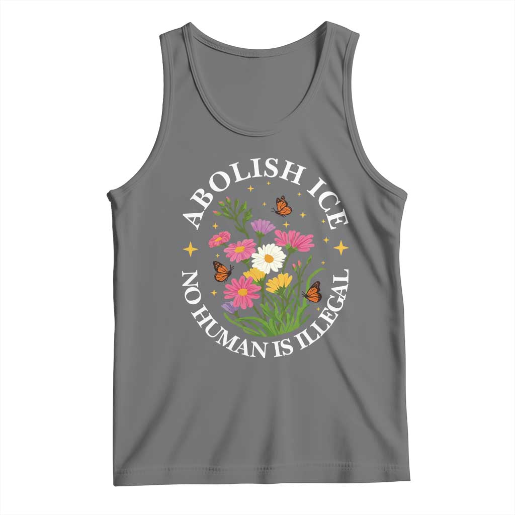 Abolish Ice No Human Is Illegal Tank Top Immigration Rights Protest TS11 Black Heather Print Your Wear