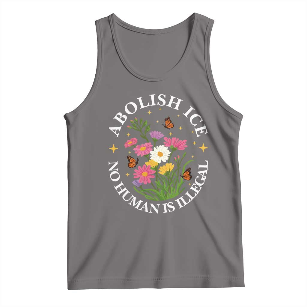 Abolish Ice No Human Is Illegal Tank Top Immigration Rights Protest TS11 Deep Heather Print Your Wear
