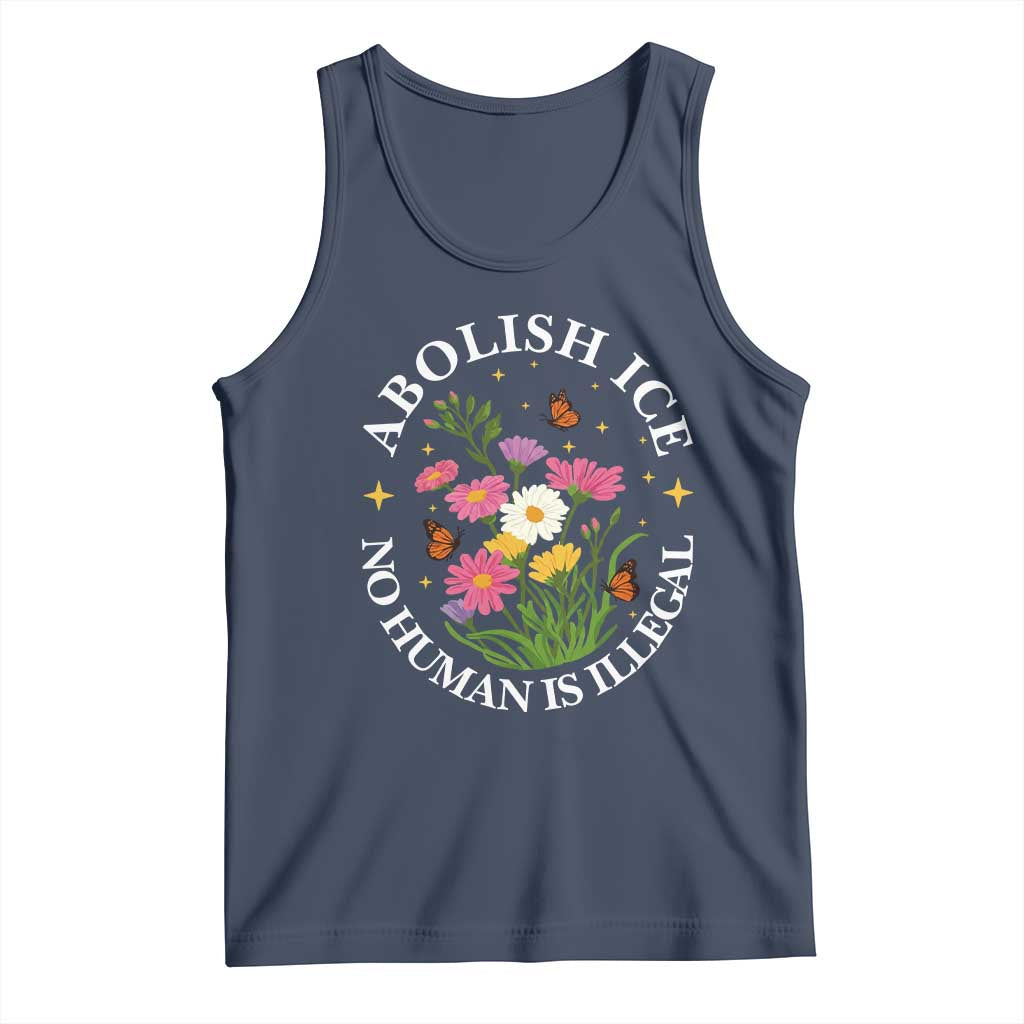 Abolish Ice No Human Is Illegal Tank Top Immigration Rights Protest TS11 Navy Print Your Wear
