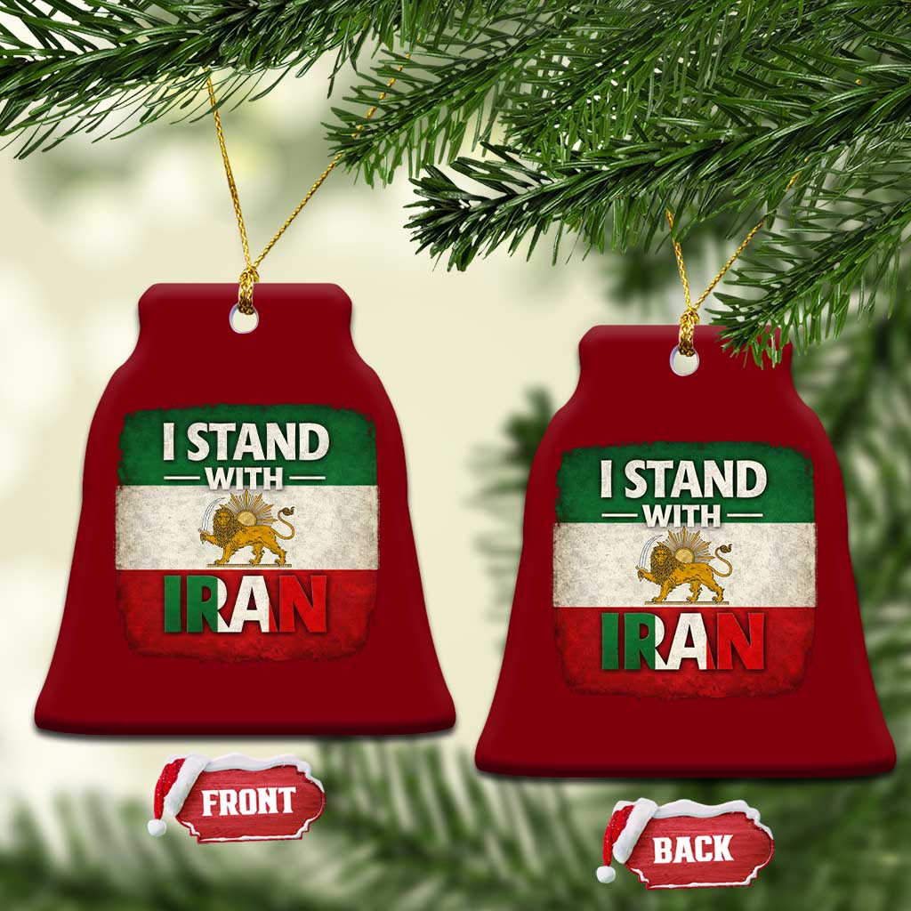 I Stand With Iran Ceramic Ornament Free Iran Support Persian Lion Flag TS11 Print Your Wear