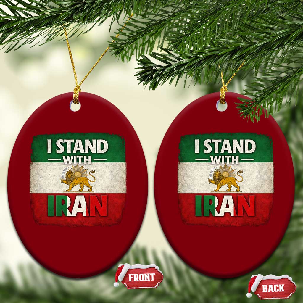 I Stand With Iran Ceramic Ornament Free Iran Support Persian Lion Flag TS11 Print Your Wear
