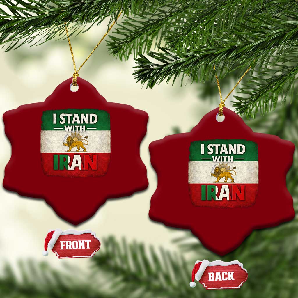 I Stand With Iran Ceramic Ornament Free Iran Support Persian Lion Flag TS11 Print Your Wear