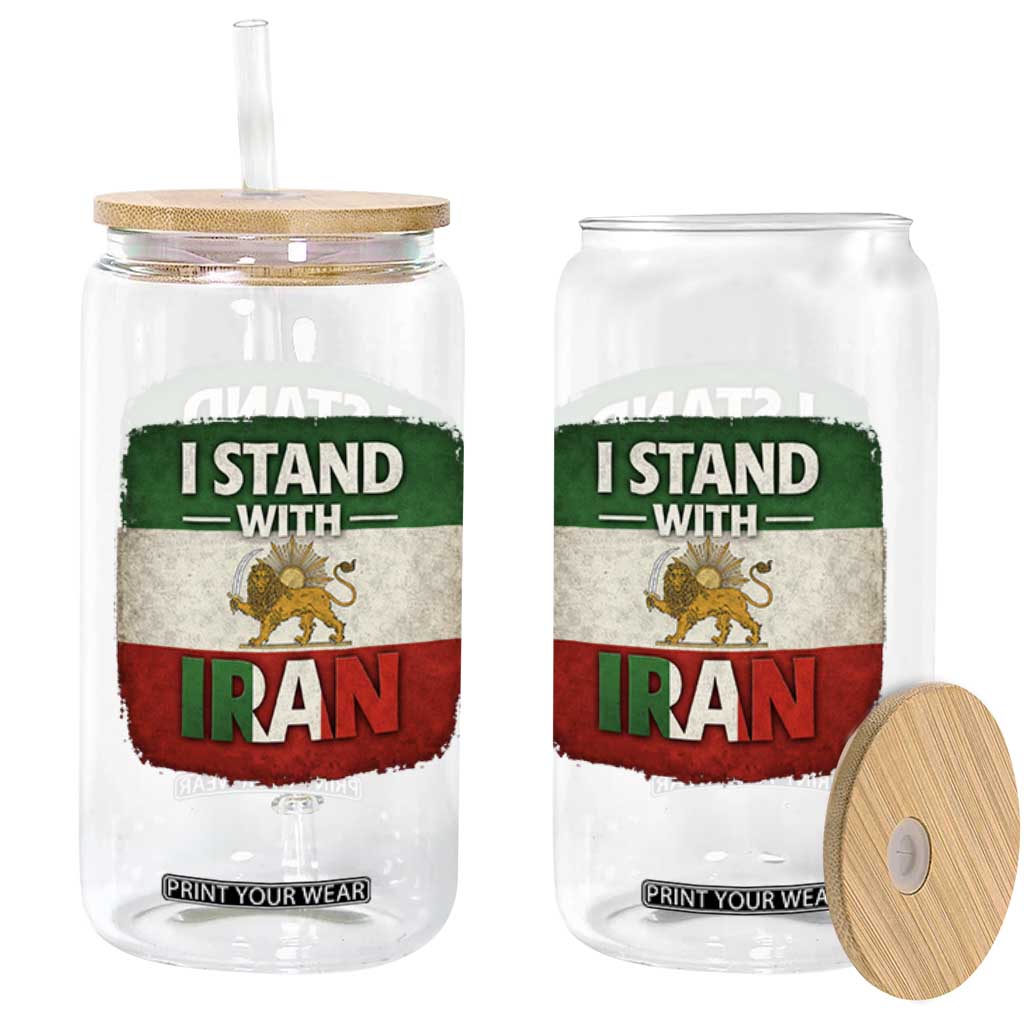 I Stand With Iran Glass Can Free Iran Support Persian Lion Flag TS11 Print Your Wear