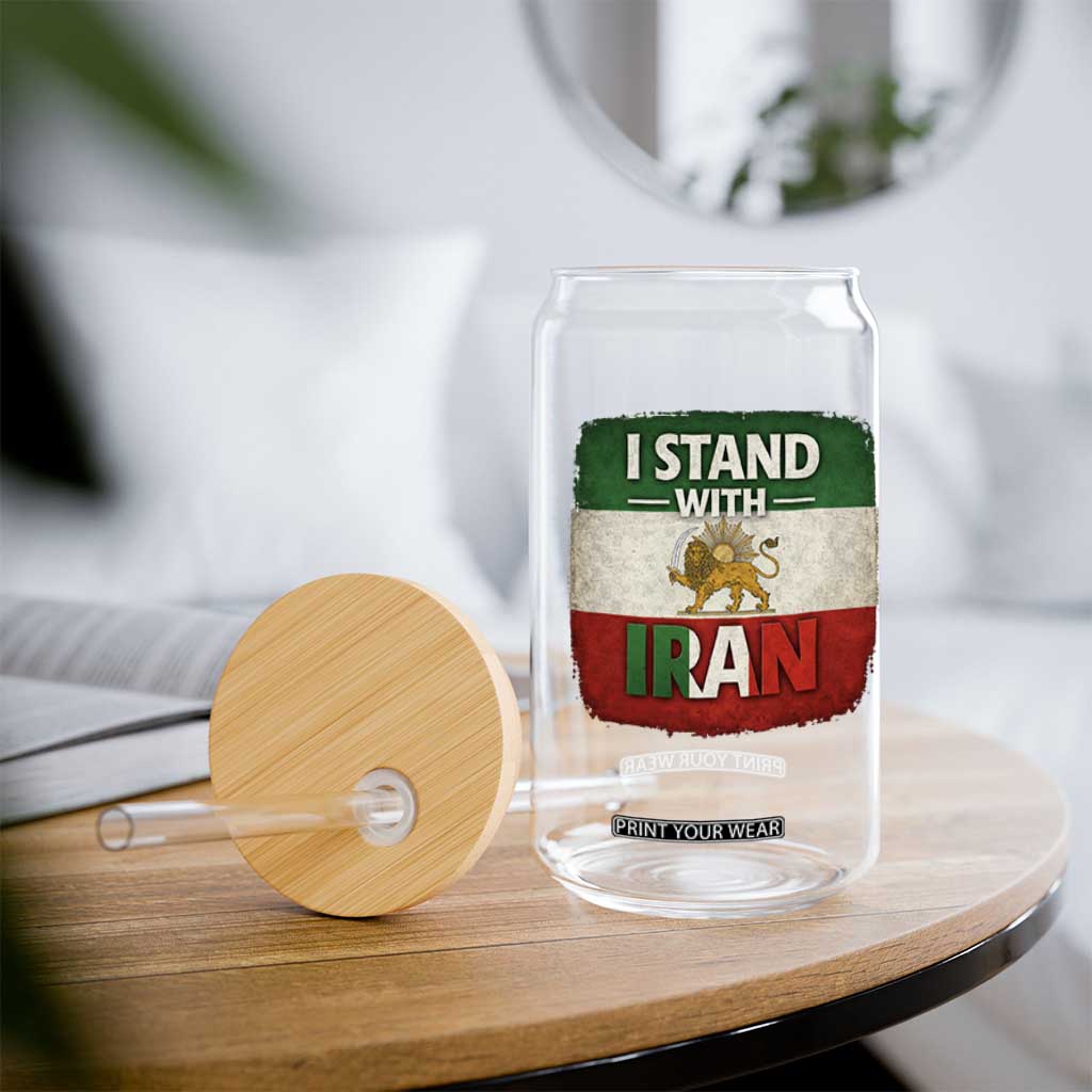 I Stand With Iran Glass Can Free Iran Support Persian Lion Flag TS11 Print Your Wear